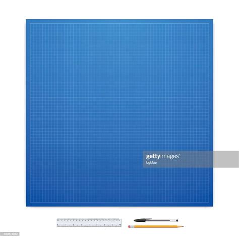 Blueprint With Office Supplies Graph Paper High Res Vector Graphic