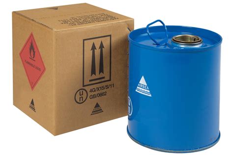UN 4G Box For 1 X 5L UN Steel Drum With Flammable Liquid Hazard Label