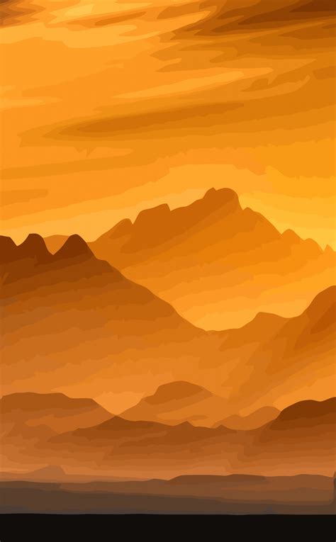 Download Wallpaper 950x1534 Digital Art Sunset Mountains Landscape