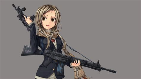 Anime Girl With Gun Wallpaper For Desktop 1920x1080 Full Hd
