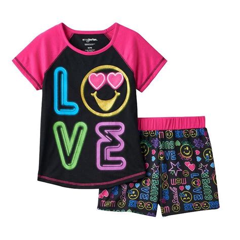 Girls 4 12 Emoji Love Pajama Set Emoji Love Pajama Set Girls 4