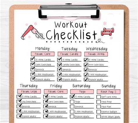Workout Checklist Simple Workout Plan Workout Routine Etsy Uk