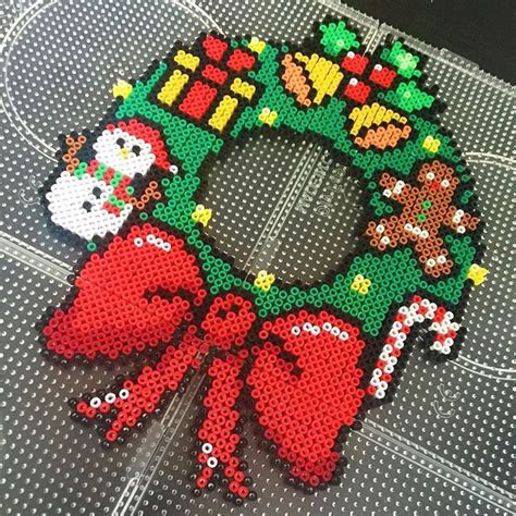 Christmas Wreath Perler Beads By Frnicole Christmas Perler Beads