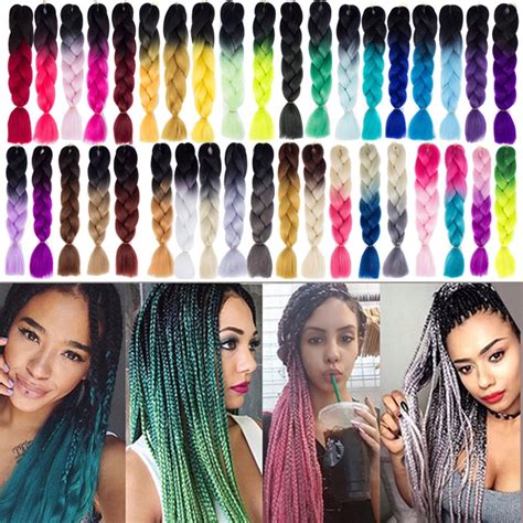 Kanekalon Jumbo Braiding Hair 24inch Crotchet Braids Pure Color Expression Braiding Hair