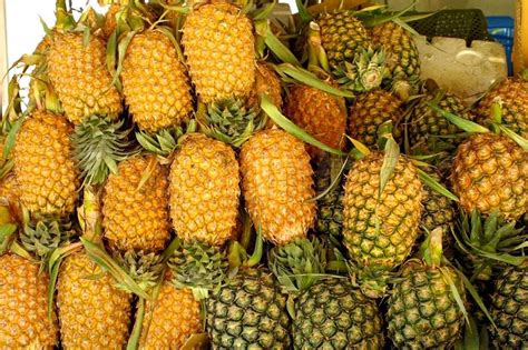 Heaps Of Pineapples At Thailand Market Stock Photo Colourbox