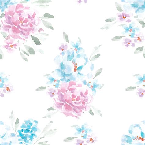 Soft Blue Rose Watercolor Flower Seamless Pattern Pattern Floral