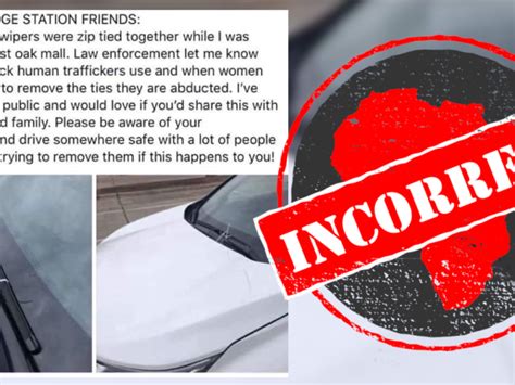 Human Traffickers Zip Tie Windscreen Wipers To Abduct Women No ‘trick