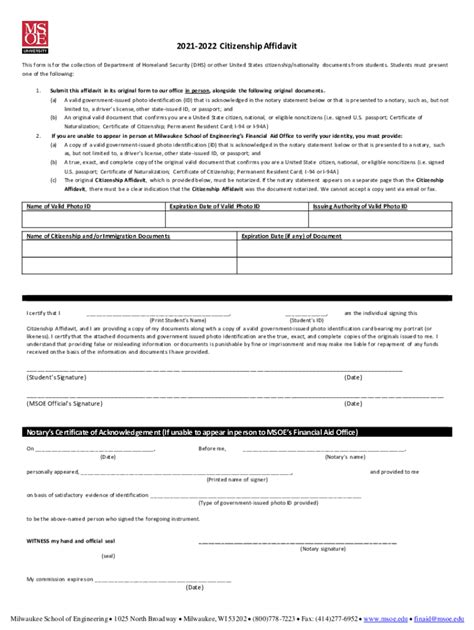 Fillable Online Citizenship Affidavit Drexel University Fax