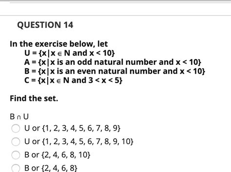 Solved Question 14 In The Exercise Below Let U {x Xen And