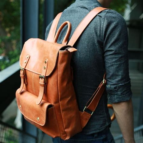 Cool Brown Mens Leather Backpack Travel Backpack School Backpacks For