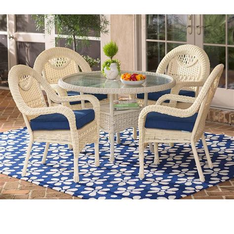 Dining set table & chairs wicker rattan outdoor leisure garden furniture. Prospect Hill Wicker Round Dining Table And 4 Chairs Set ...