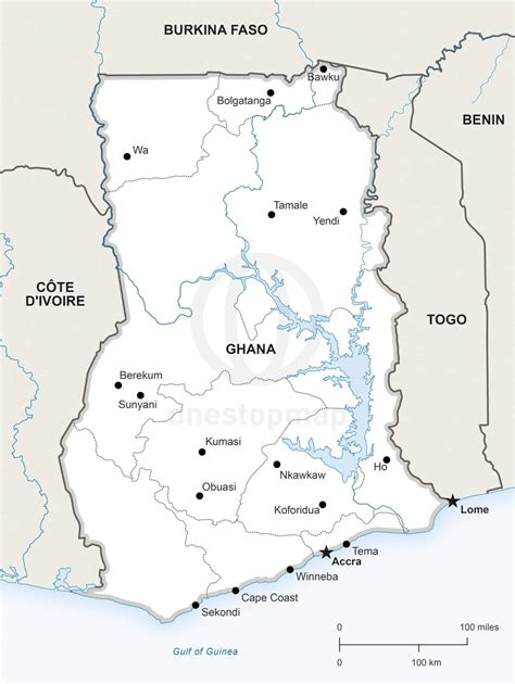 Vector Map Of Ghana Political One Stop Map
