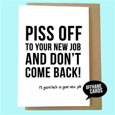 Funny New Job Card Congratulations Card Leaving Card