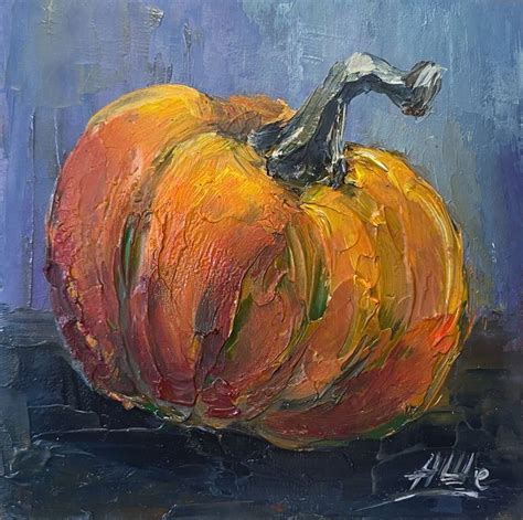 Миниатюра маслом Тыква Mini oil painting Pumpkin Картины маслом