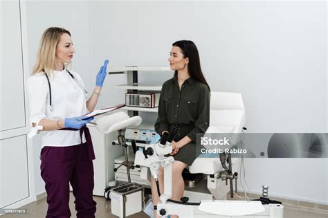 consultation with gynecologist before colposcopy and pap test procedure to closely examine