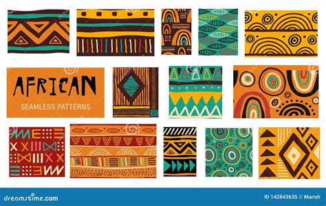 Seamless African Modern Art Patterns Vector Collection Stock Vector