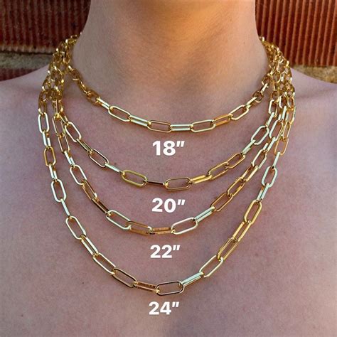 14k Gold Paperclip Chain 6mm Gold Paperclip Layer Necklace Etsy Uk