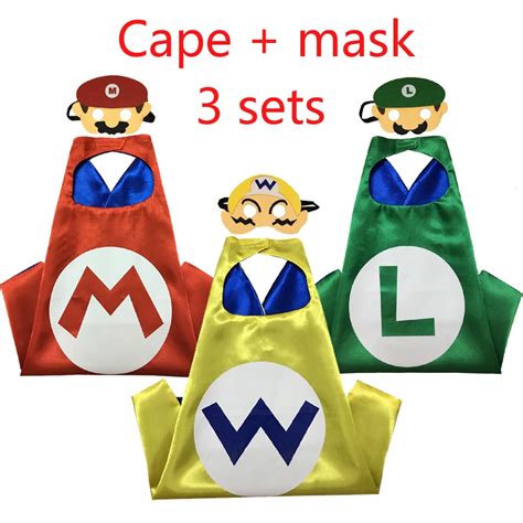 Super Mario Bros 3 Sets Of Children Cloak Mask Kids Party Cosplay