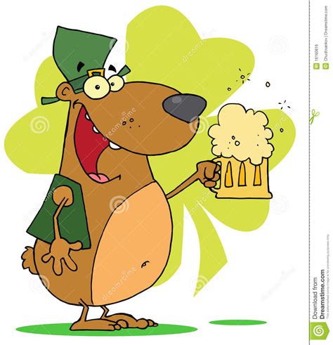 Happy Bear In Green Drinking Beer Royalty Free Stock