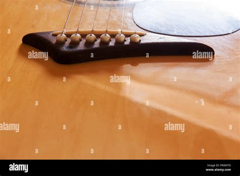 Bridge Acoustic Guitars Six Strings For Background Stock Photo Alamy