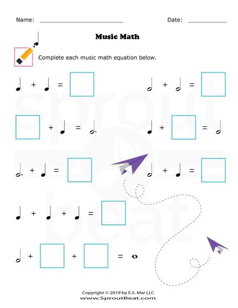 Worksheet Music Math