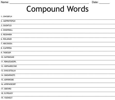 Compound Words Word Scramble Wordmint