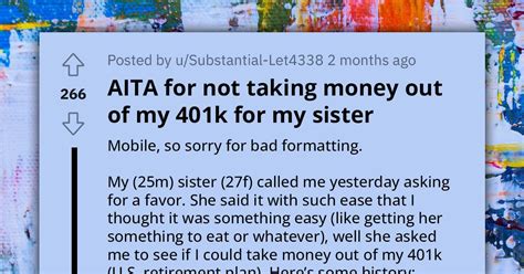 Redditor Seeks Advice After Sister Asks Him To Take Money Out Of His
