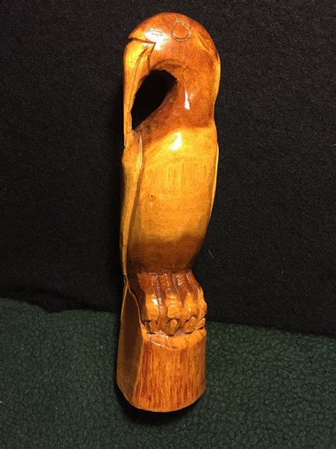 Vintage Hand Carved Tropical Wood Parrotbird Sculpturefree Etsy