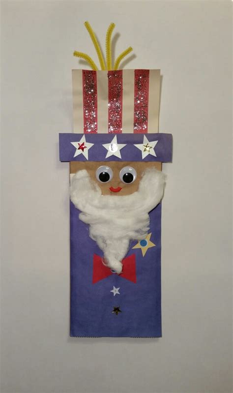 Items Similar To 4th Of July Uncle Sam Paper Bag Puppet Craft Kit For