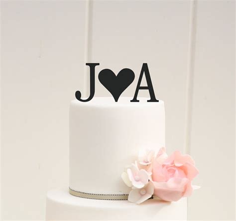 Personalized Heart Monogram Wedding Cake Topper With Your Initials