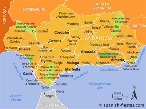 Andalucia Tourism Map Area Map Of Spain Tourism Region And Topography