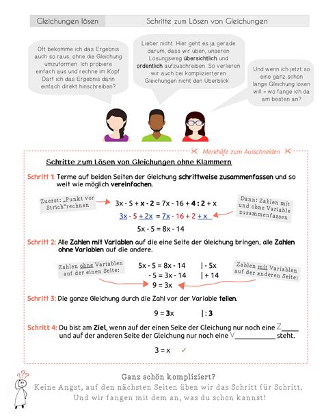 Schritte Zum Lösen Von Gleichungen Ohne Klammern Unterrichtsmaterial