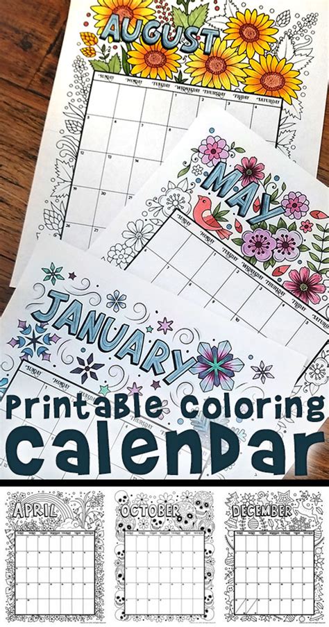 Free Printable Coloring Calendar For Adults 2021