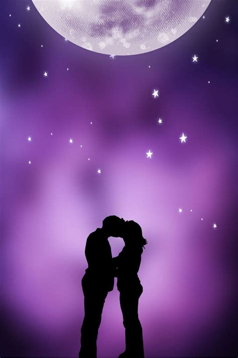 World Kissing Day Purple Starry Beautiful Romantic Background Wallpaper