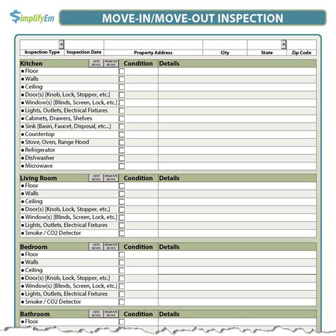 Printable Move Out Inspection Form Word