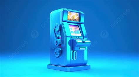 3d Rendering Of Cartoon Style Blue Atm Deposit Machine Representing