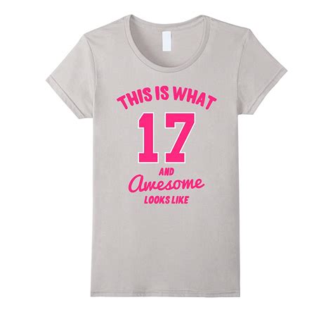 17 And Awesome 17th Birthday T T Shirt Pink Minaze