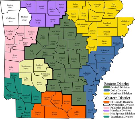 Arkansas County Map And Division Assignment Table Eastern And Western