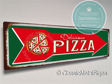 Vintage Style Pizza Sign Classic Metal Signs