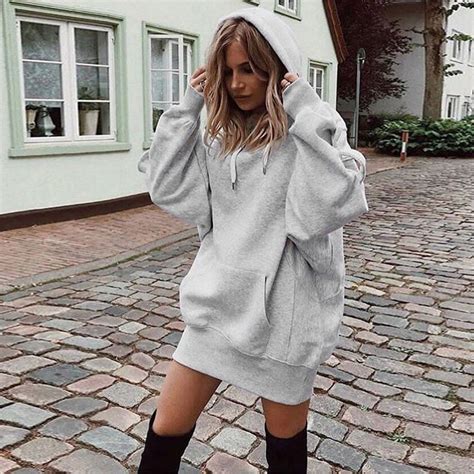Women Oversized Solid Color Clothes Hoodies Pullover Coat Hoody
