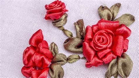 Ribbon Flowersred Rosesembroidery Stitches By Handhandiworks 73