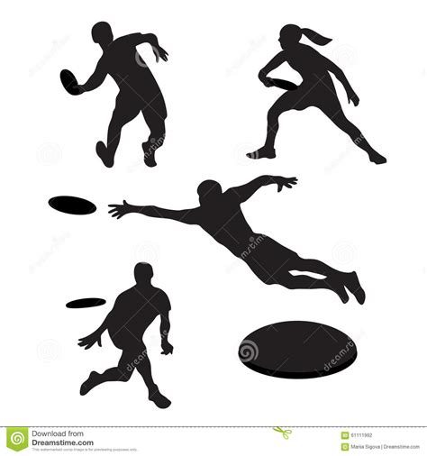 Men Playing Ultimate Frisbee 4 Silhouettes Stock Vector - Image: 61111992