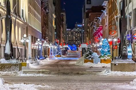 Sparks Street In Ottawa Downtown At Night In Winter Editorial Stock