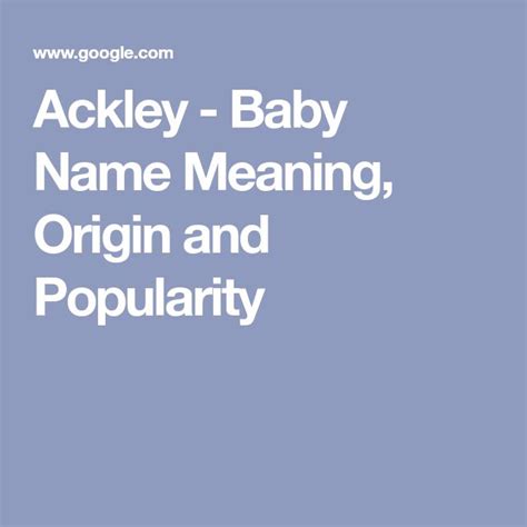 Ackley Baby Name Meaning Origin And Popularity Names With Meaning