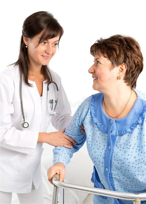Doctor Helps A Senior Patient Stock Image Image Of Diagnosis Elderly