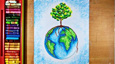 Follow along with me as i draw the earth. GO GREEN drawing | World Environment Day drawing | World ...