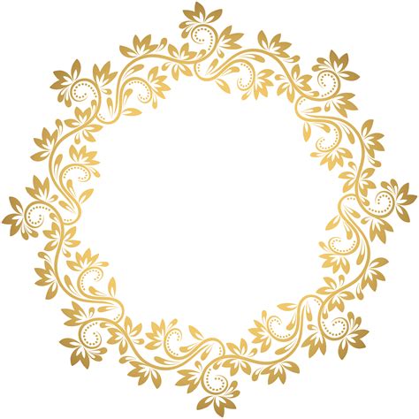 A Circular Gold Frame With Leaves And Flowers On It In The Center Is A