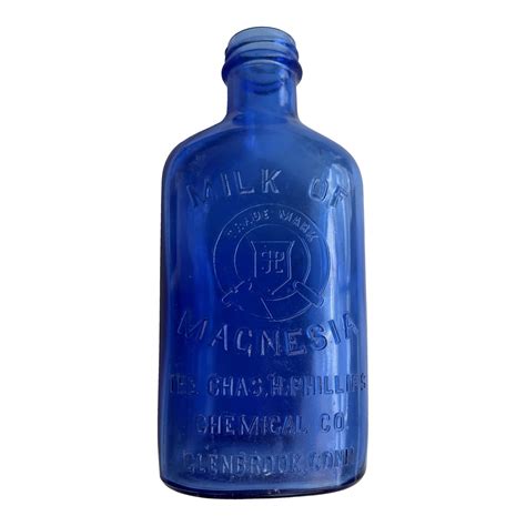 Early 1900’s Blue Glass Milk Of Magnesia Bottle Chairish