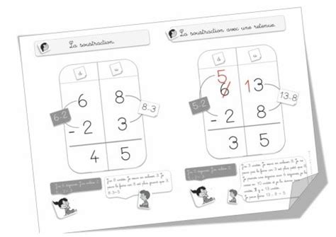 Consignes pour ces exercices : Leçons Cap Maths CE1 - La soustraction avec une retenue ...