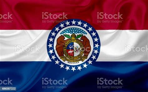 Flag Of Missouri Usa With Waving Fabric Texture Stock Illustration